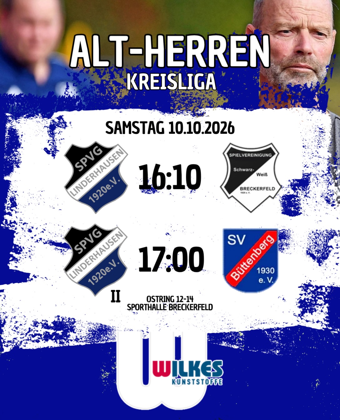 Alt-Herren Zauber in Breckerfeld! Morgen Sorgen unsere Alt-Herren wieder für Budenzauber in der Hallenrunde. Ab 16:10 Uhr geht es zunächst für unsere Erste gegen Breckerfeld. Danach spielt die Zweite gegen Büttenberg. 🏽Kommt rum und unterstützt unsere Männer! 🤍🖤Dieser Spieltach wird euch von Wilkes Kunststoffe @wilkesgmbh präsentiert. Vielen Dank für eure Unterstützung! 🏽🫱🏼🫲🏿#spvg #linderhausen #kreisliga #ausschwelmfürschwelm